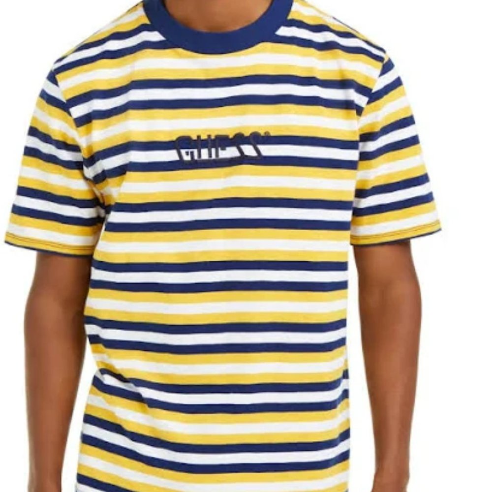 Guess Logo Graphic Stripe T-Shirt